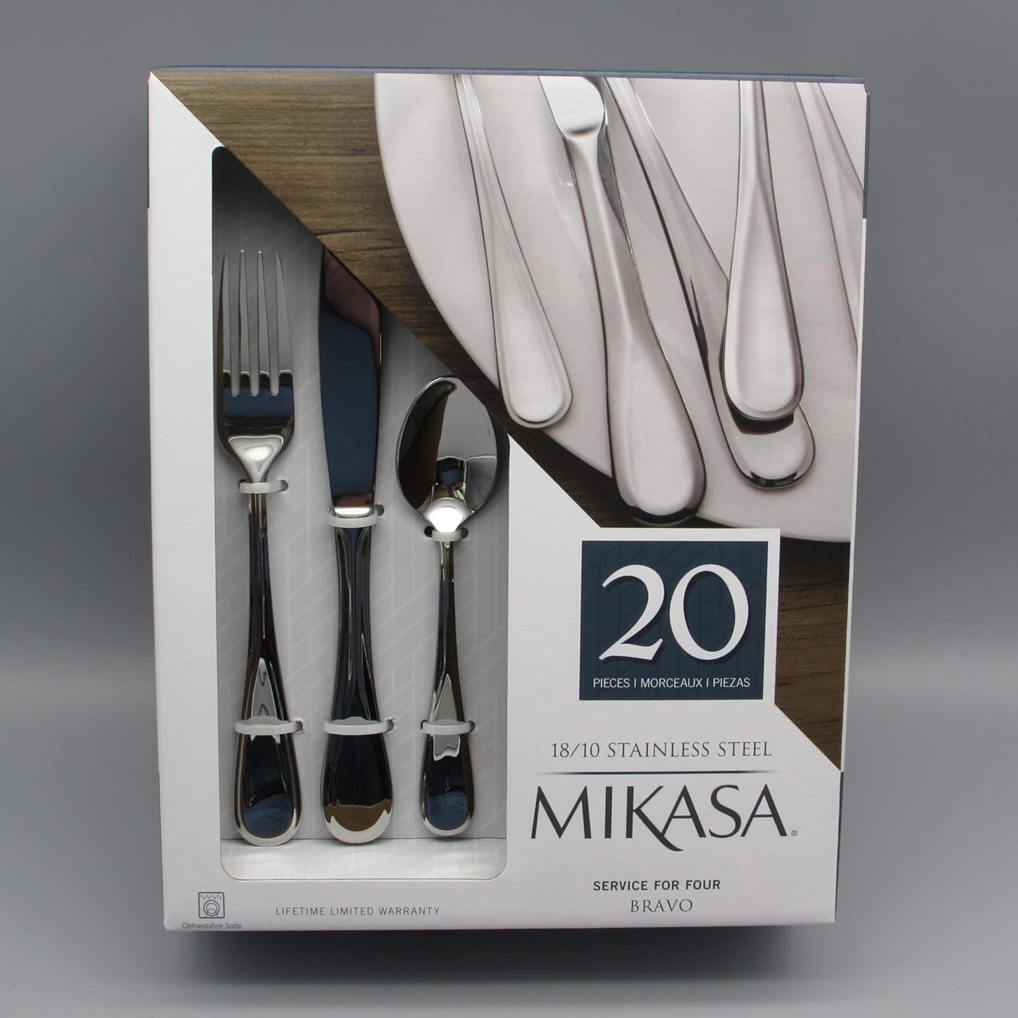Mikasa 5100237 Bravo 20-Piece 18/10 Stainless Steel Flatware Set, Service for 4