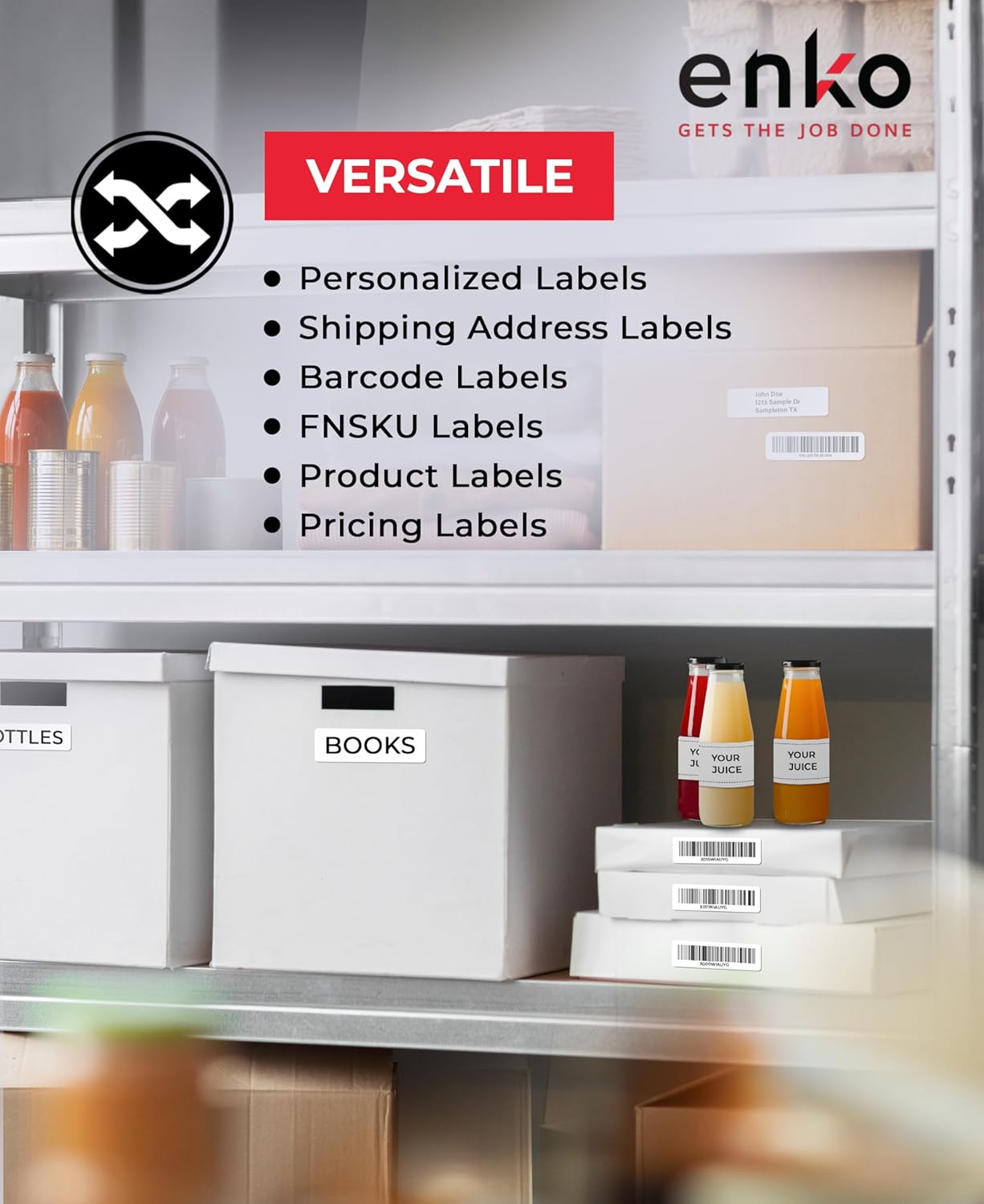 enKo 1 x 2-5/8 Inch 30 Up Return Mailing Address Labels White Printable FBA Labels (900 Sheets, 27,000 Labels)