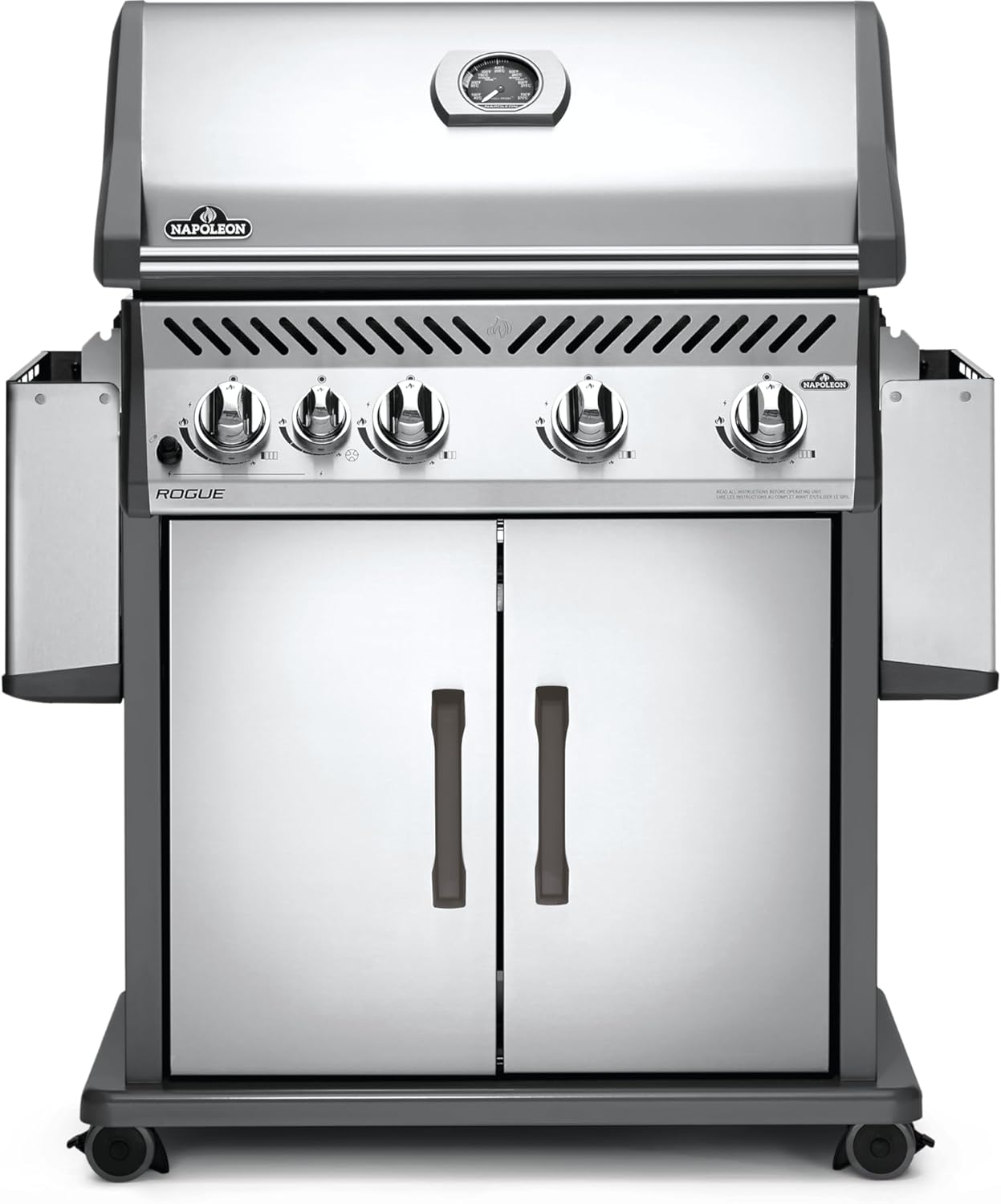 Napoleon Rogue 525 Natural Gas Grill with Range Side Burner, Stainless Steel, Durable 4-Burner Cooking