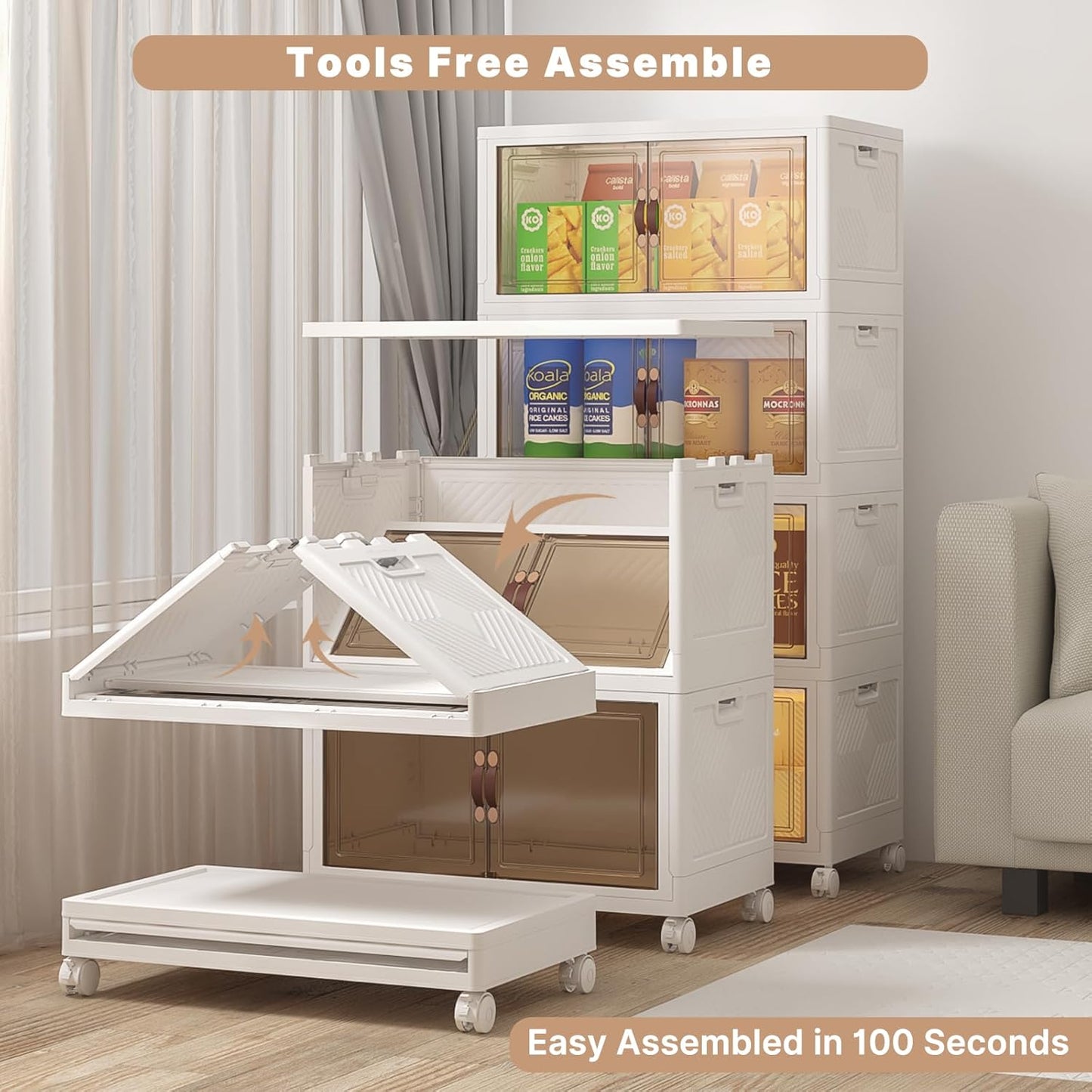 Extra Large Stackable Storage Bins with Lids and Wheels, Foldable Collapsible Closet Organizers,960QT-120QT/30GAL*8Pack Plastic Stackable Storage drawers for bedroom Dorm