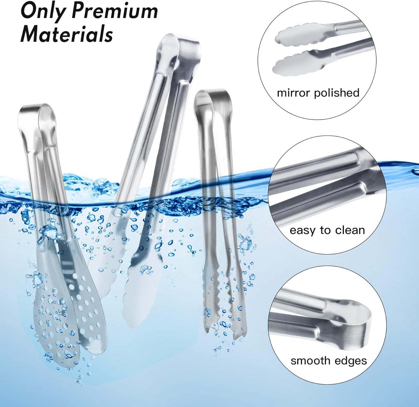 Serving Tongs,Buffet Tongs, Dmoera Stainless Steel Food Tong Serving Tong Small Serving Tongs Stainless Steel Mini Appetizer Tongs, Set of 12