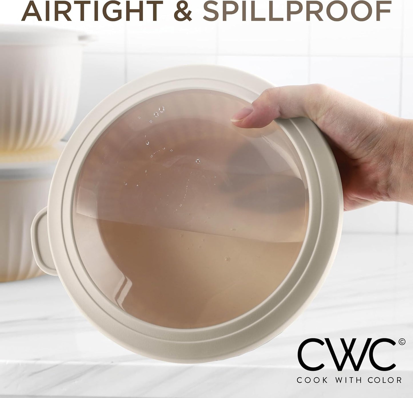 COOK WITH COLOR Prep Bowls with Lids- Wide and Deep Nesting Plastic Small Mixing Bowl Set with Lids, 12 Piece Set - Deep Bowls, Brown