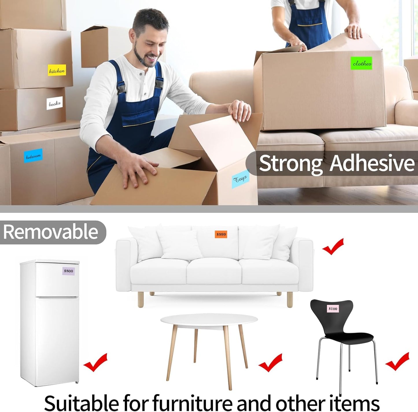 STARLIBOO 3"X5" Rectangle Color Coding Labels, Removable Square Label Inventory Stickers, Permanent Warehouse Moving Box Square Label (250Labels, Pink)