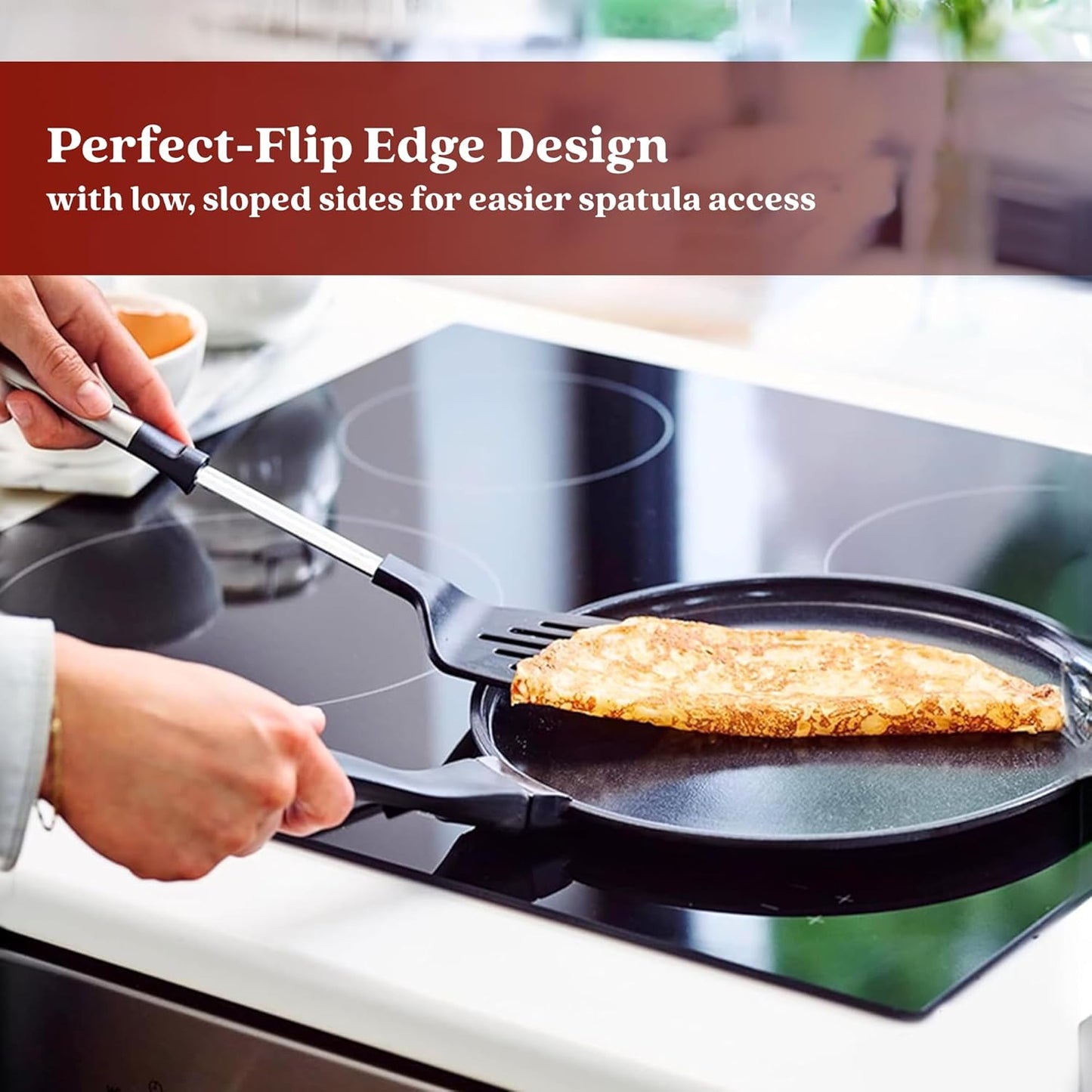 Alva Energy 11" Nonstick Crepe Pan – PFAS-Free Ceramic Coating, Induction & Oven Safe – Pancake, Egg & Tortilla Skillet – Stay-Cool Handle, Easy to Clean, Scratch-Resistant Surface