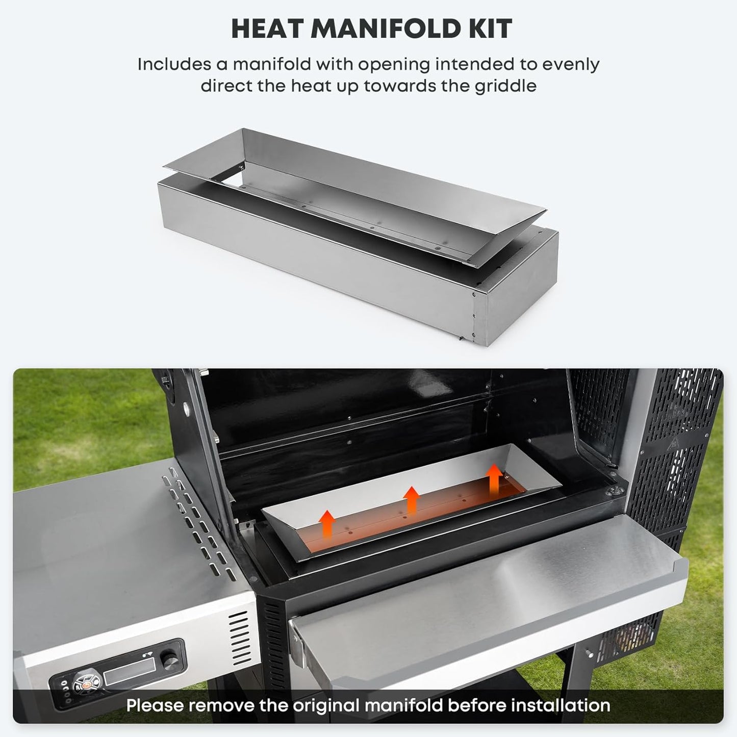 Stanbroil Flat Top Griddle with Manifold Kit, Grill Griddle Insert for Masterbuilt Gravity Series 1050 Digital Charcoal Grill and Smoker Combo MB20041220 MB20041320, Replacement for MB20181622