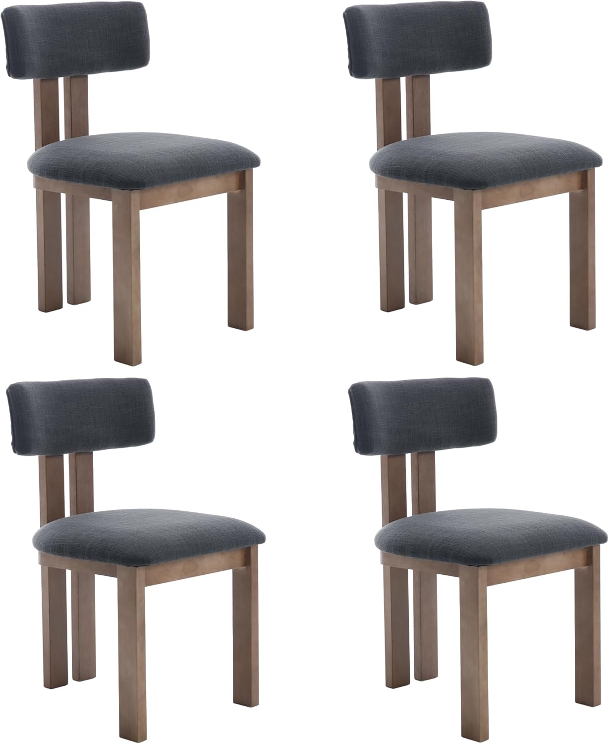 chairus Dining Chairs Set of 4 Linen Fabric Diner Chairs Farmhouse Wood Chairs for Kitchen and Dining Room, Black