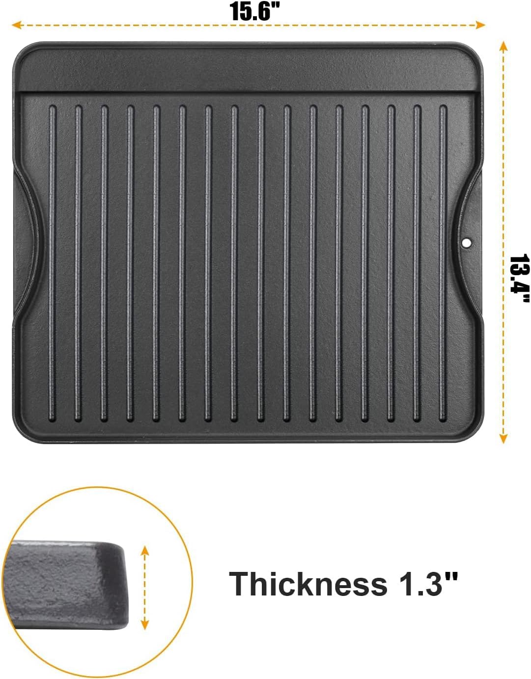 Cast Iron Cooking Griddle for Camp Chef, Reversible Double-sided Griddle for All Camp Chef 14" x 16" Outdoor Stoves 2 Burner Stove Explorer 2-Burner, 3-Burner, 2X, 3X, Single Burner Stove，1 Pack