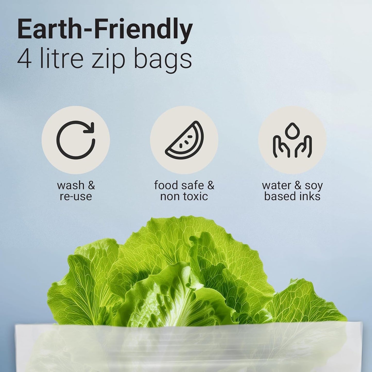 Vove Compostable Zip Bags | 30 Pack Gallon Size (4L) | Biodegradable Storage Bags | PLA PBAT Eco-Friendly | Zero Waste Kitchen Storage | Sustainable Food Bags with Certification