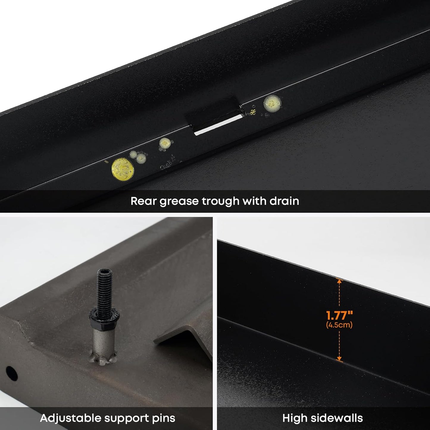 Stanbroil 17 Inch Flat Top Griddle Replacement Top for Blackstone 17" Tabletop Griddle Station, Ceramic Coated Steel Griddle Top Replacement with Rear Grease System, Black