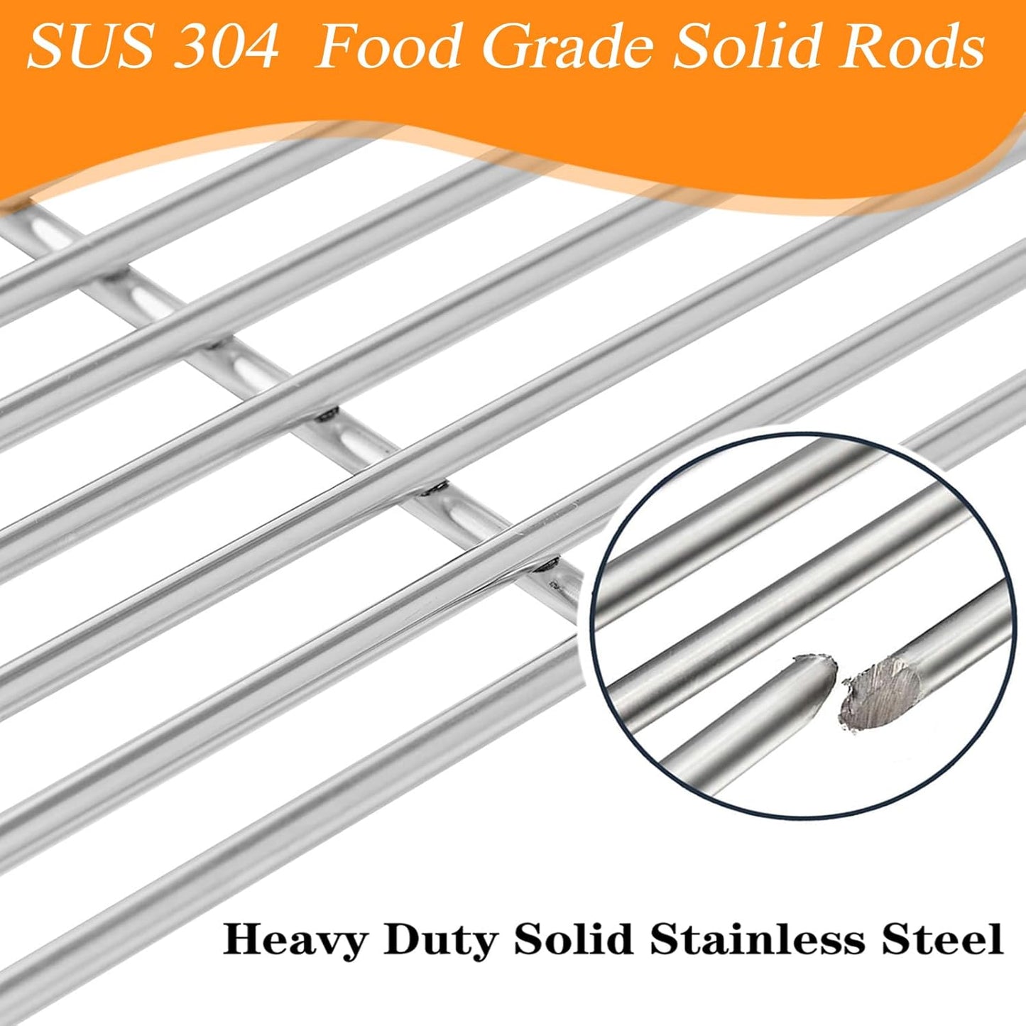 S6G550 (2-Pack) 19.2” Stainless Steel Cooking Grates for Weber Summit E-440, S-440, E-450, S-450, E-460, S-460, E-470, S-470 and Charmglow 720-0304