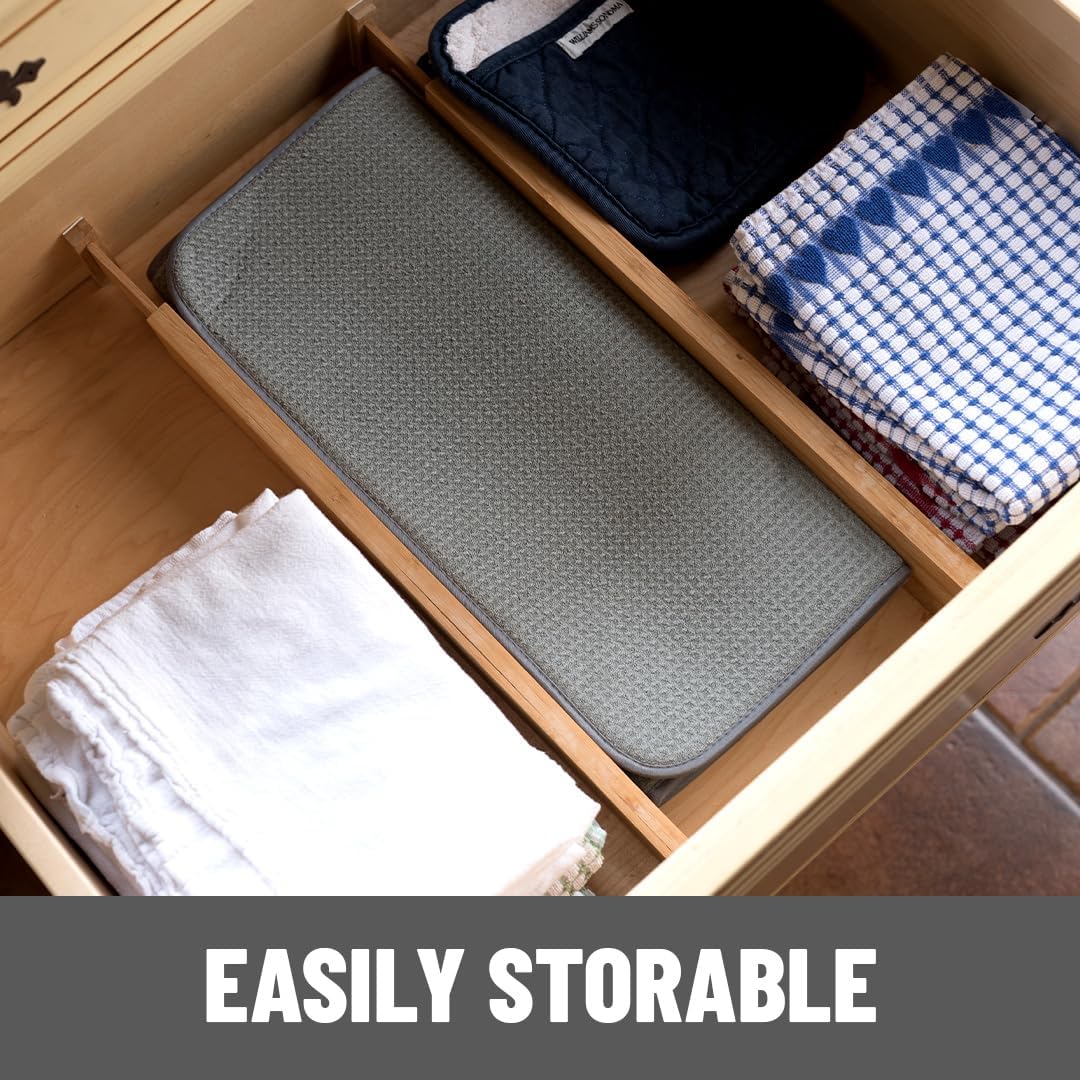 Bellemain XXL Dish Mat Microfiber Dish Drying Mat, Super absorbent (Grey, 16" x 18")