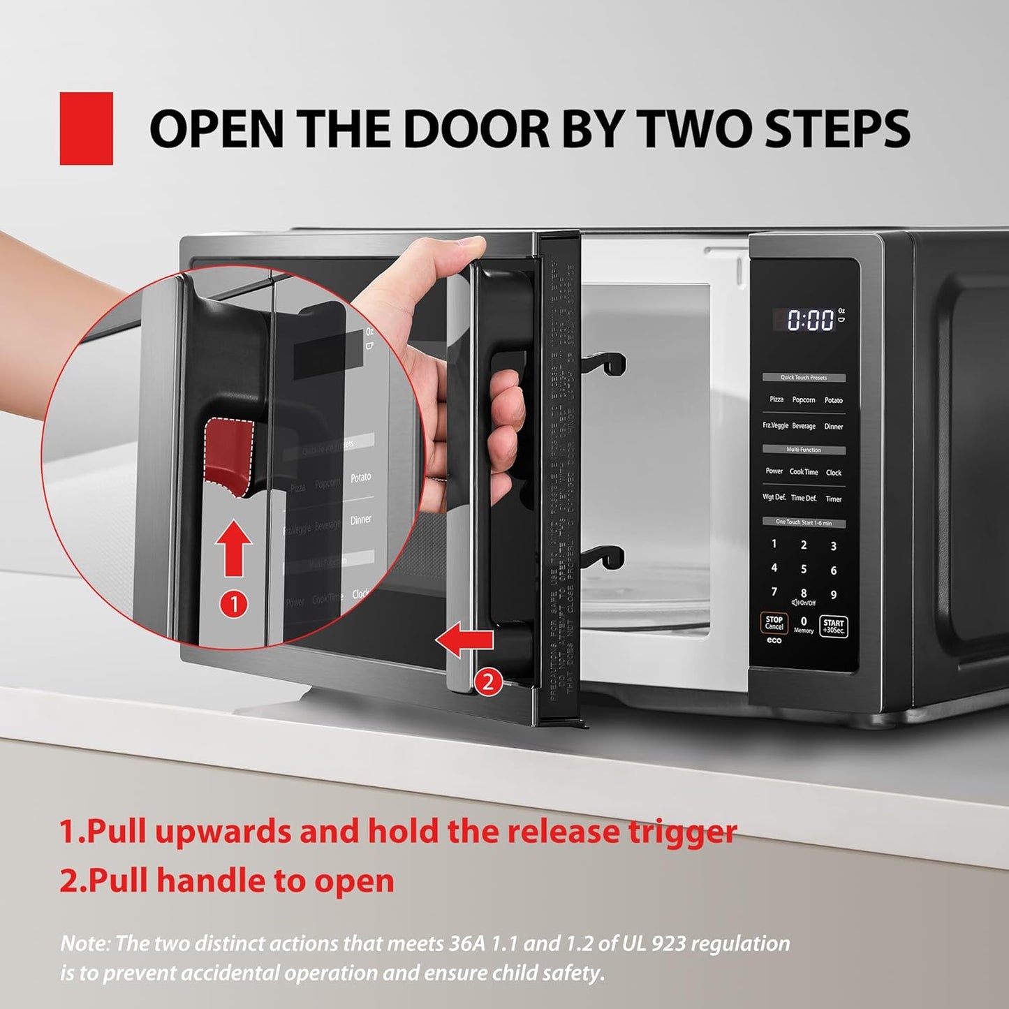 TOSHIBA ML4-EM09PA(BS) Small Countertop Microwave Oven with 6 Auto Menus, Mute Function, Child Lock, Kitchen Essentials for Dorm, 0.9 Cu Ft, 10.6 Inch Removable Turntable, 900W, Black Stainless Steel