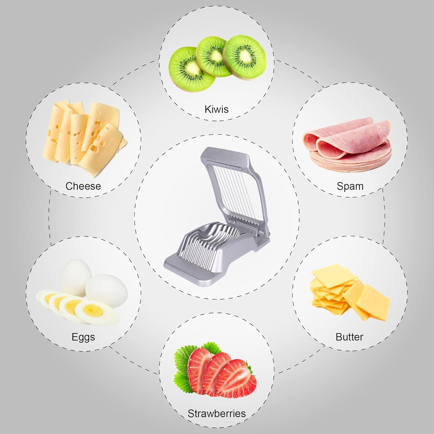 Egg Slicer for Hard Boiled Eggs,Stainless Steel Wire Multipurpose Egg Cutter Strawberry Slicer Tomato Slicers for Home Use (Black Red)