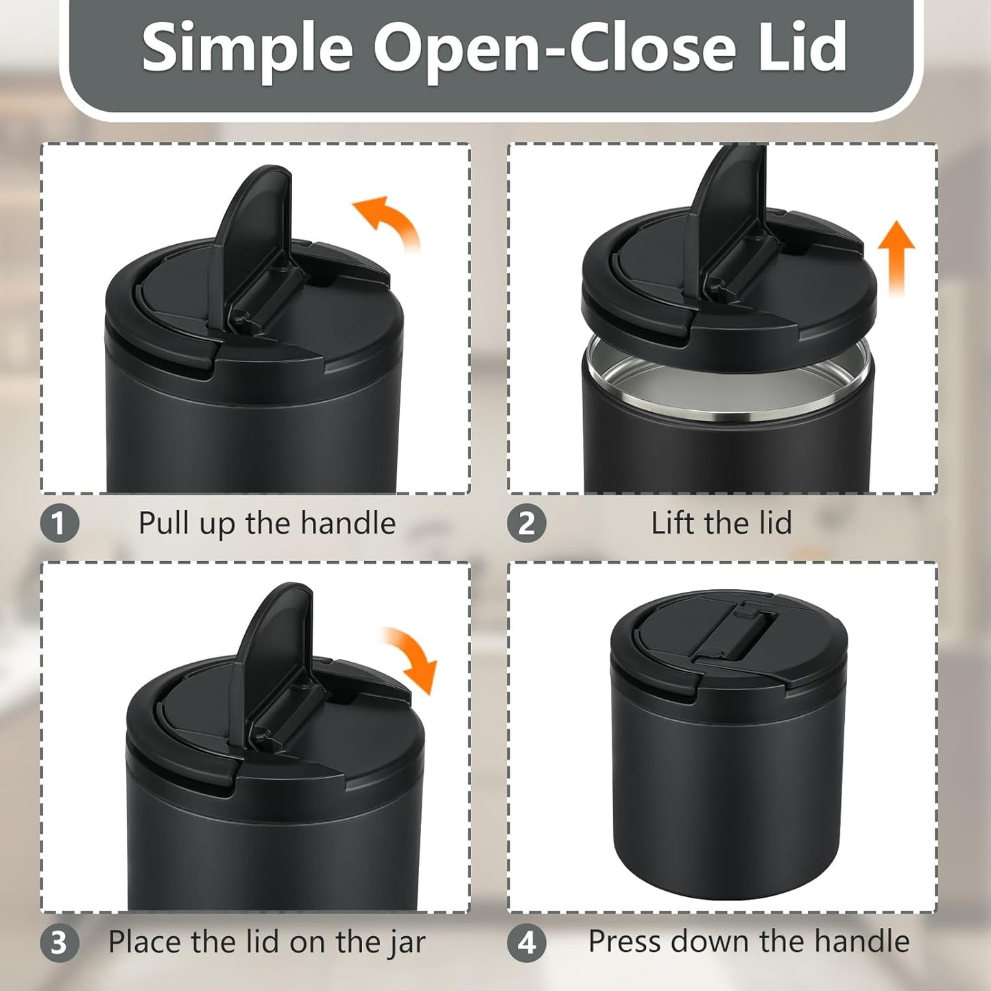 Soup Thermo for Hot Food Adults 40oz Lunch Containers Wide, Thermo Insulated Containers Leak Proof Vacuum Stainless Steel With Carry Handle and Spoon BPA Free (black)