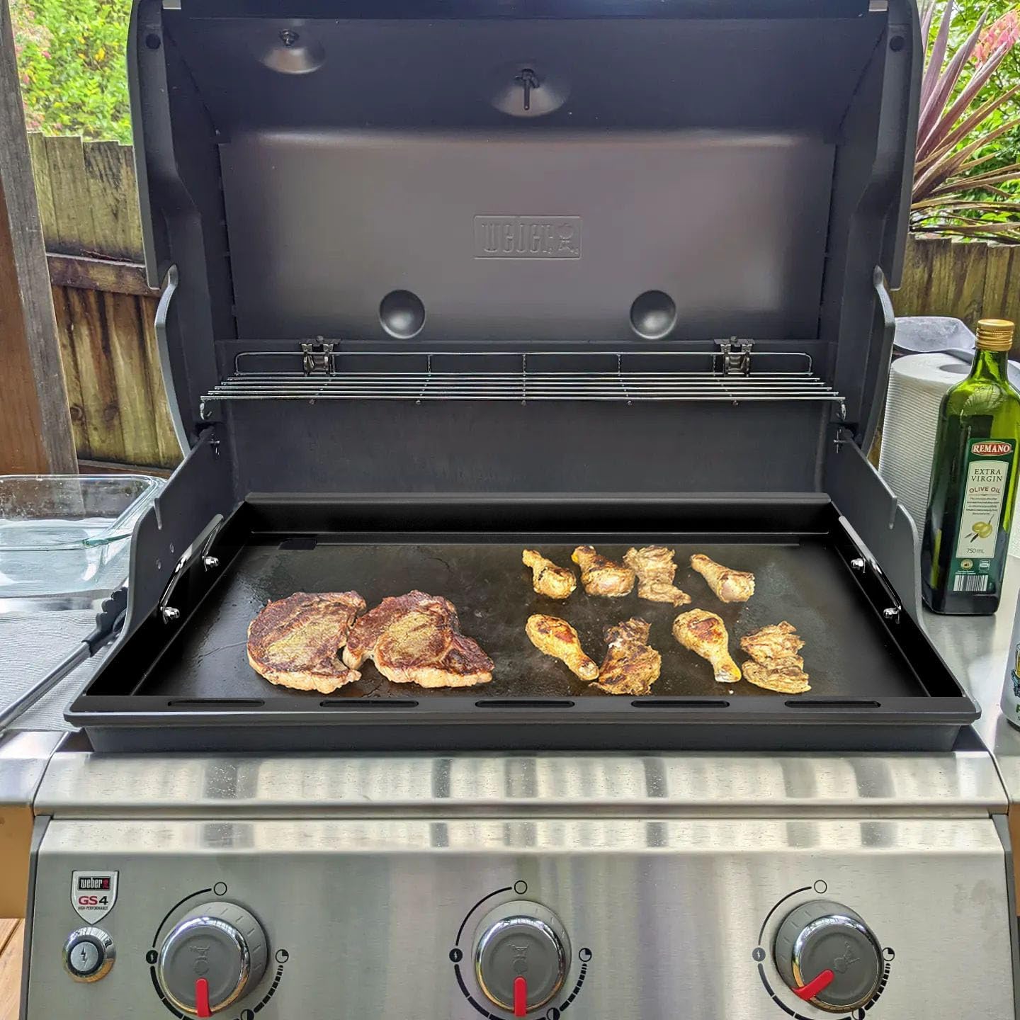 Full-Size Griddle Inserts for Weber Genesis II 300 Series Grill, Flat Top Grill Griddle for Weber GS4 Genesis II E-310/315/325/330/335 S-310/335 and More, Rectangular Griddle Replace for 6788