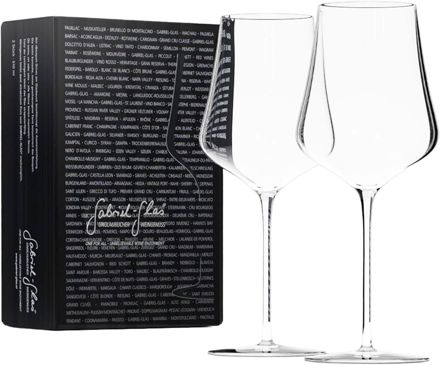 Gabriel-Glas StandArt Crystal Wine Glasses, Set of 2 with Gift Box - Premium, Universal Wine Glass for Red and White Wine - Dishwasher Safe, Lead-Free, 16 oz.