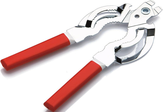 Tredoni Jar & Bottle Opener, Easy Wrench Grip/Tighten Lid Opener, Multi-Purpose Opener for Caps, Cans & Nuts -Italian Stainless Steel