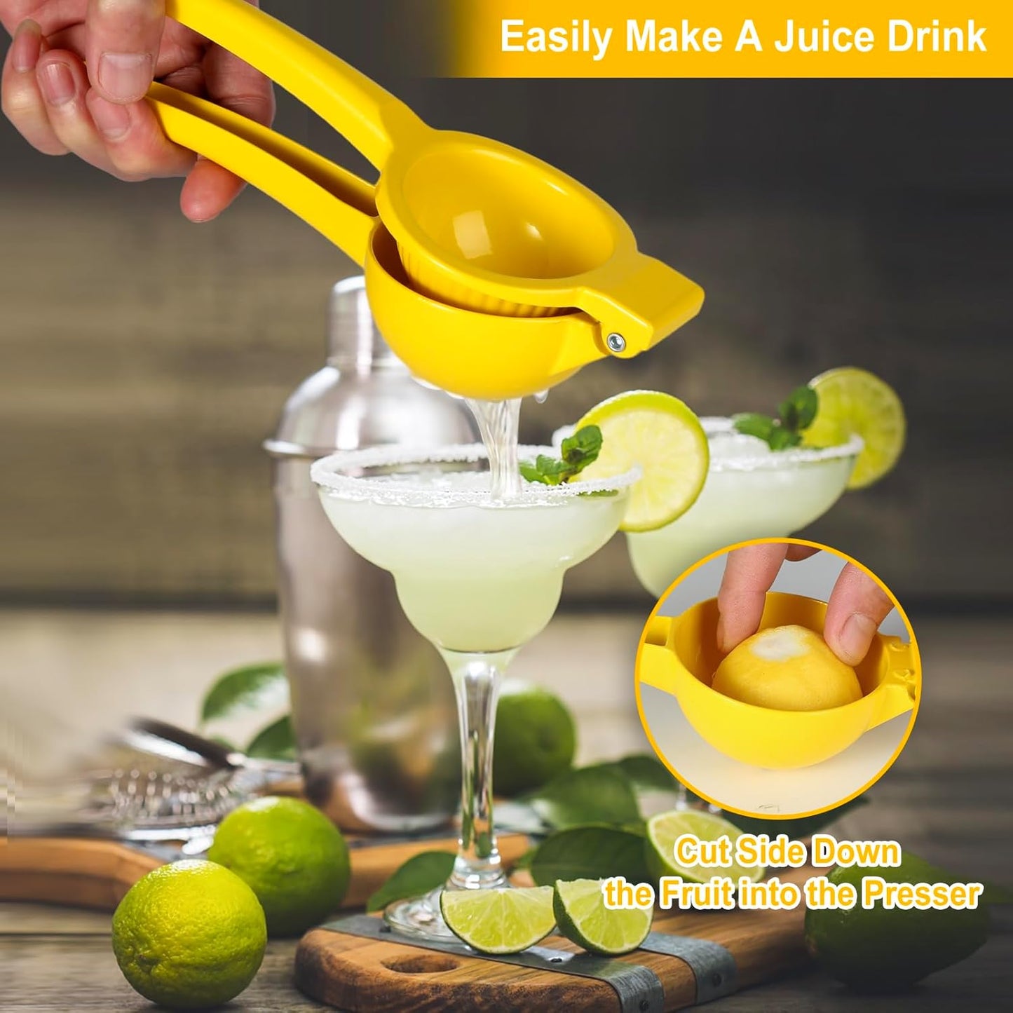 TEZZ Lemon Squeezer, Premium Large Heavy Duty Handhelp Juicer for Lemon, Metal Hand Press Citrus Juicer, Lime Squeezer Bar Tool, Manual Citrus Press