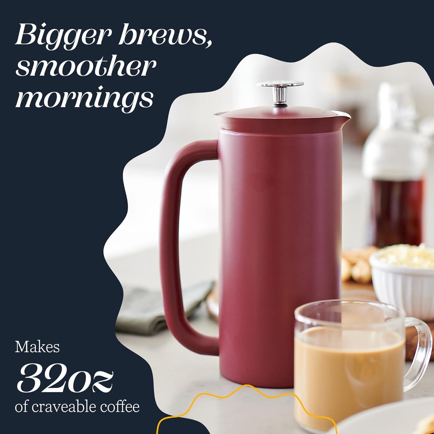 ESPRO P7 French Press Coffee Maker - Double-Walled Stainless Steel Insulated with Micro-Filter, 18 Ounces, Cranberry