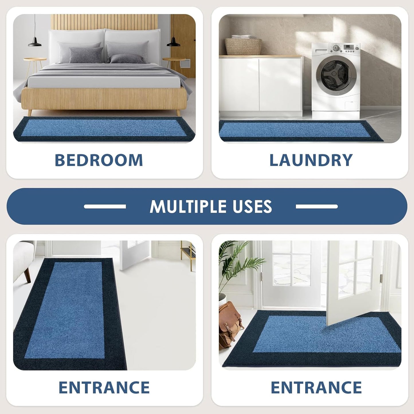 Machine Washable Runner Rug 24" x 84", Non Slip Kitchen Mat for Floor, Absorbent Entryway Rug for Kitchen, Bedroom, Hallway, Bathroom, Door (Roll Packing)