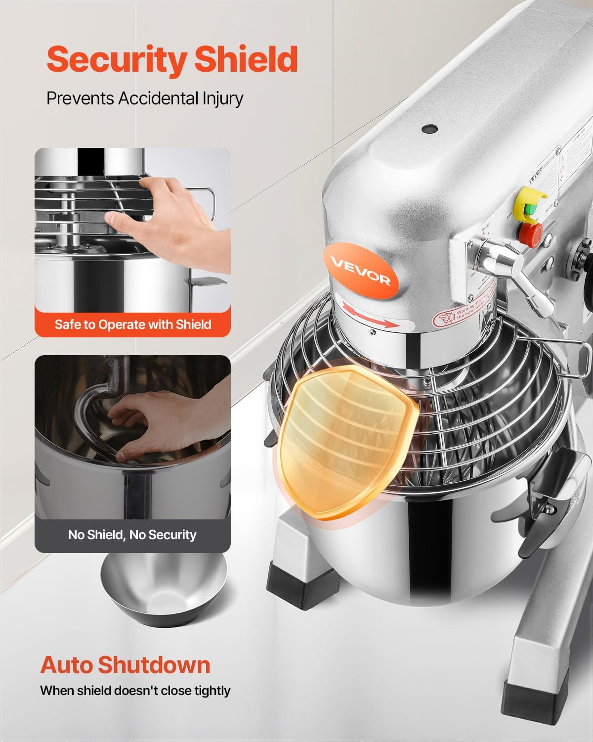 Happybuy 15Qt Commercial Food Mixer with Timing Function， Commercial Mixer 600W Stainless Steel Bowl Heavy Duty Electric Food Mixer Commercial with 3 Speeds Adjustable, Perfect for Bakery Pizzeria