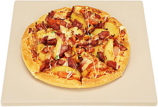 12x12 inch Pizza Stone,for RV Oven and Grill,square baking stone, cordierite pizza stone,for Pizza,Bread, Pie, BBQ, Durable and Safe, Give away Plastic Scraper