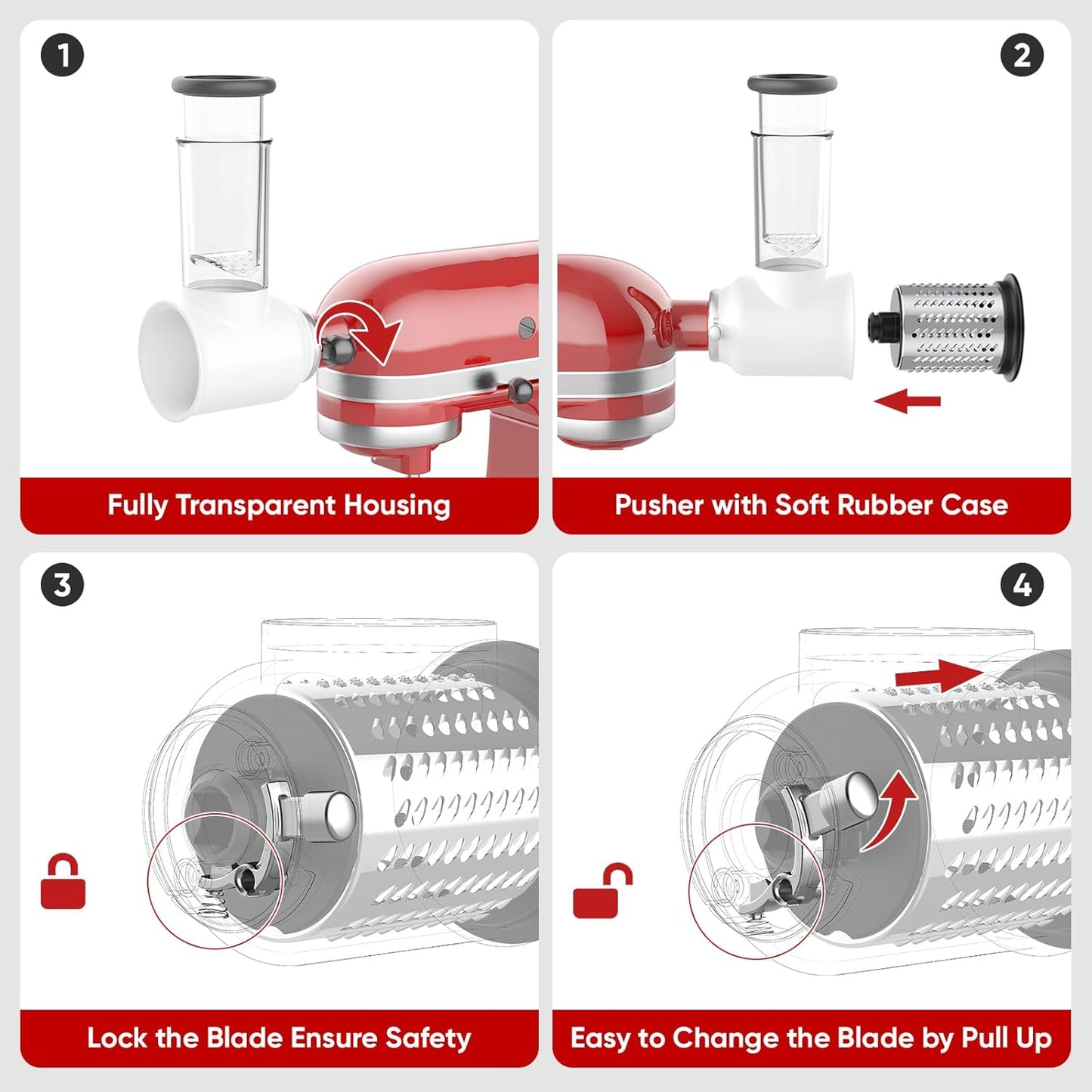 Slicer Shredder Attachments for KitchenAid Stand Mixers, Cheese Grater for Kitchenaid, Salad Maker, Food Slicer by InnoMoon