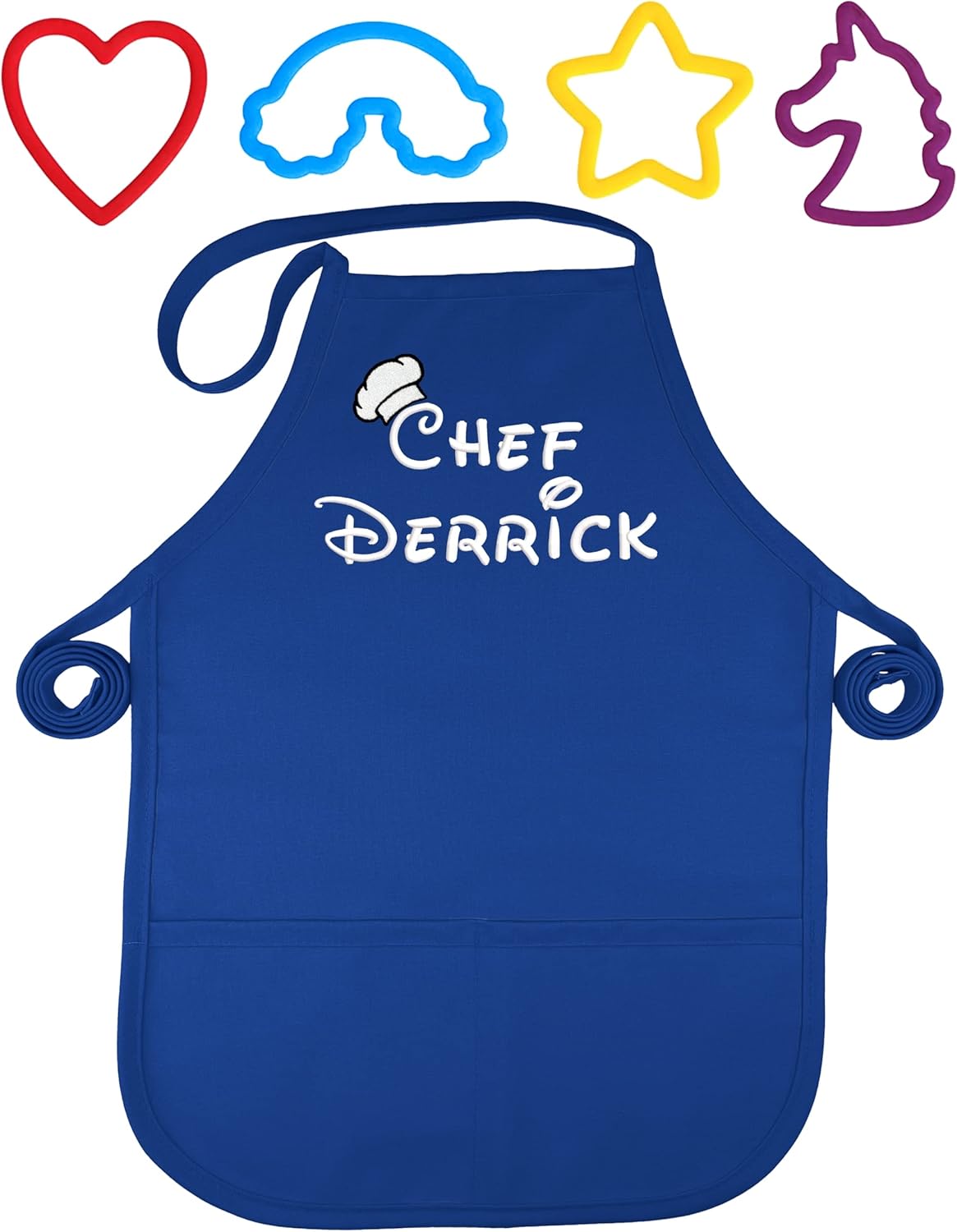 Personalized Kids Apron and Cookie Cutter Bundle | Includes: Custom Chef Apron for Kids | 4 Cookie Cutters