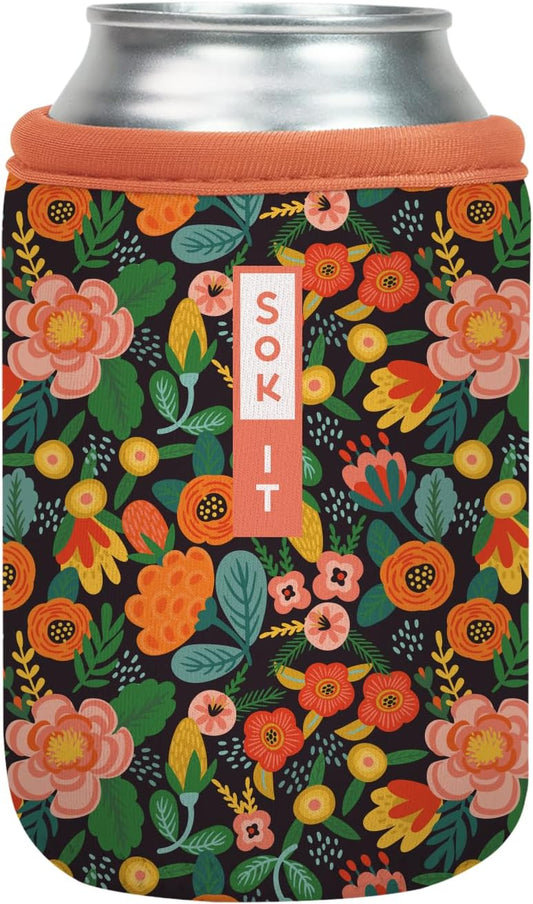 Sok It CanSok Sleeve for Beer & Soda Insulated Neoprene Cover (Floral Affair, 12oz Can Sleeve)