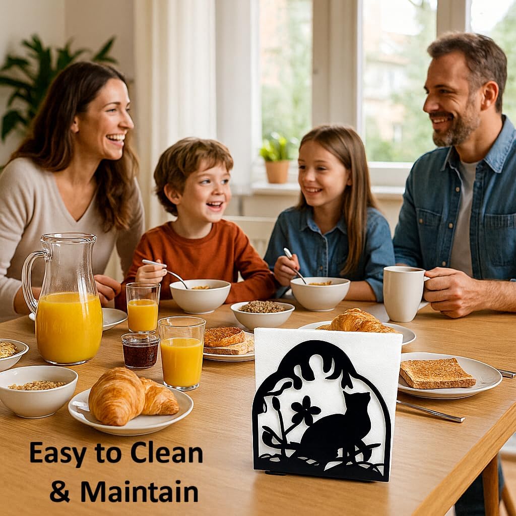 Decorative Cat and Dog Napkin Holder – Metal Napkin Organizer for Everyday & Cocktail Napkins – Cute cat Coffee filter holder size #2 & #4 for Kitchen Table Decor Gift for Animal Lovers 2-Pack