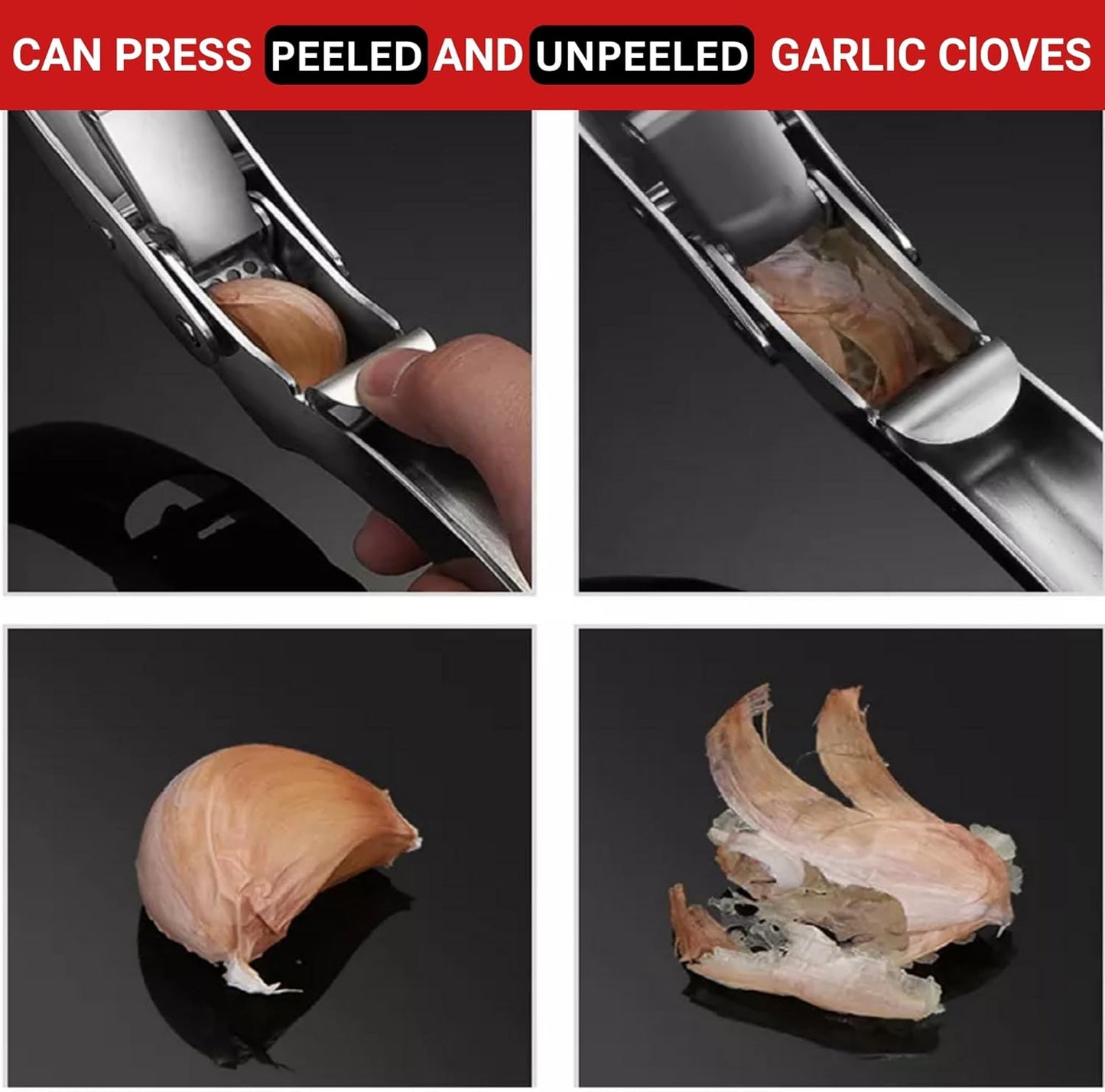 Good Grips Heavy Duty Garlic Press, No Peeling Needed, Stainless Steel Professional Garlic Mincer & Crusher, Dual Lever-Assisted Design with Large Capacity Chamber for Effortless Garlic Crushing.