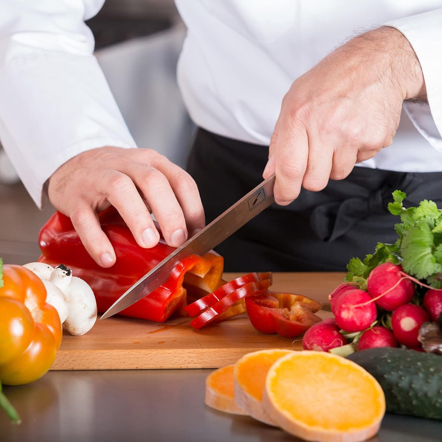 imarku Chef Knife - Pro Kitchen Knife 8 Inch Chef's Knives Japanese SUS440A Stainless Steel Sharp Paring Knife with Ergonomic Handle, Black Handle, Gifts for men and Women