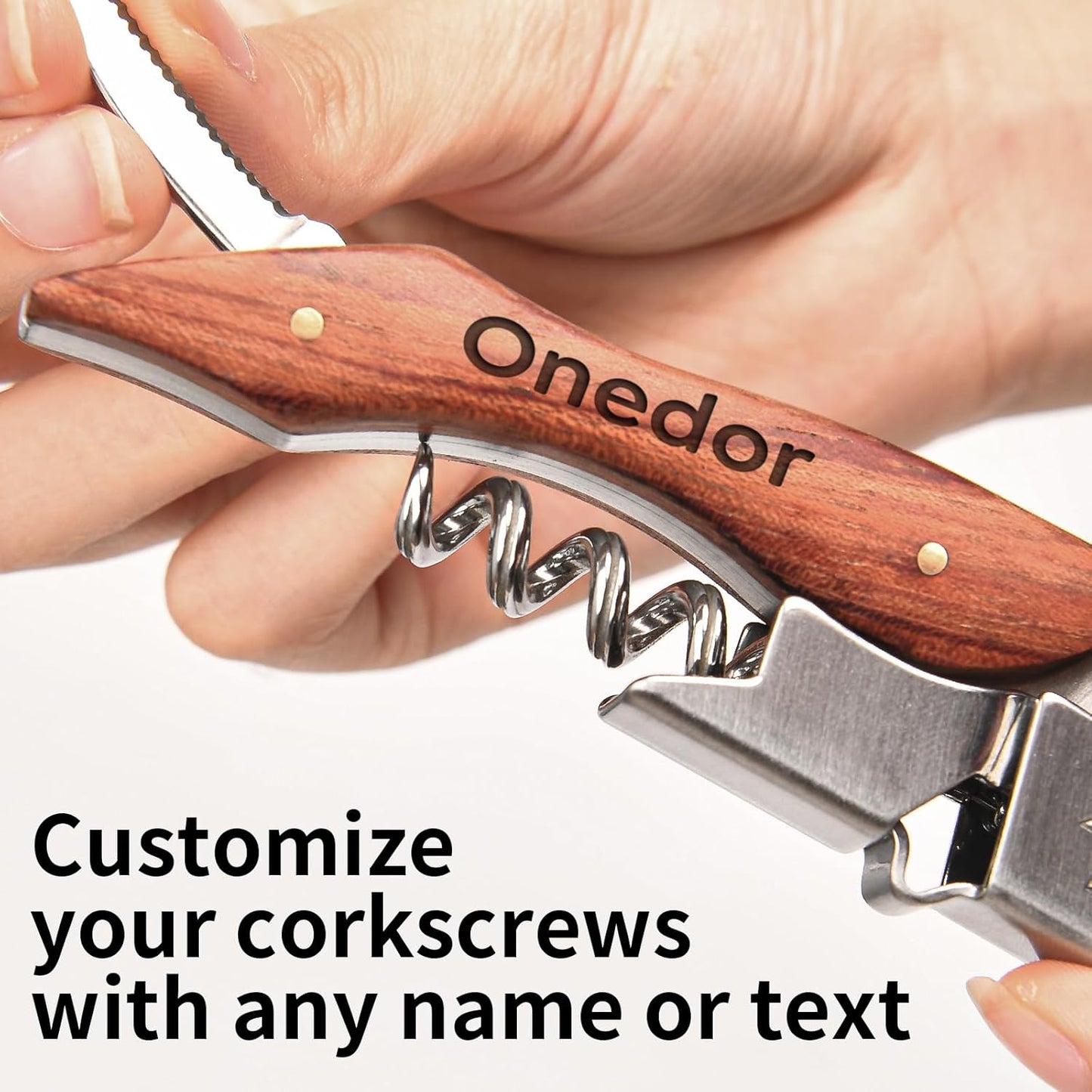 Wine Opener, Wine key, Corkscrew, Personalized Custom Wine Bottle Opener w/Foil Cutter and Cap Remover for Servers, Bartenders, Waiters, Sommelier, Wine lover - Classic Rosewood