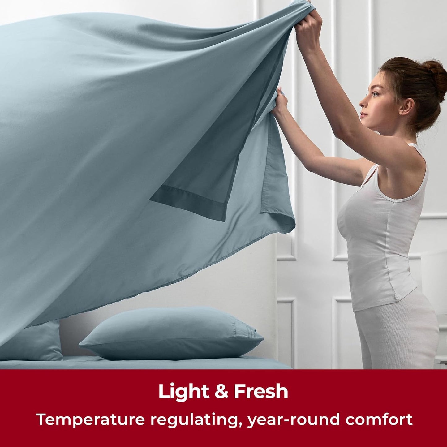 Mellanni Twin XL Sheets Set - 3 PC Iconic Collection Bedding - Hotel Luxury, Extra Soft, Cooling Bed Sheets - Wrinkle, Fade, Stain Resistant (Twin Extra Long, Spa Blue)