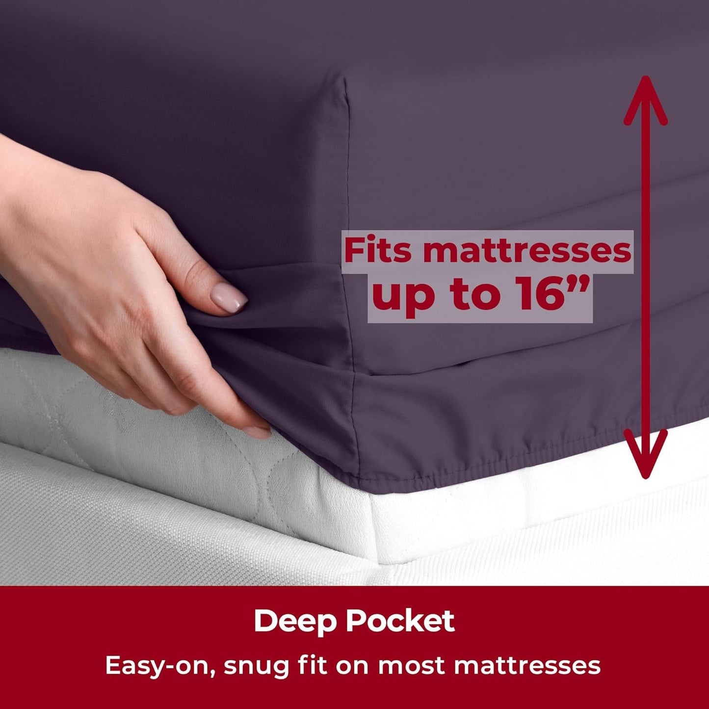 Mellanni Twin Sheets Set - 3 PC Iconic Collection Bedding - Hotel Luxury, Extra Soft, Cooling Bed Sheets - Wrinkle, Fade, Stain Resistant (Twin, Purple)