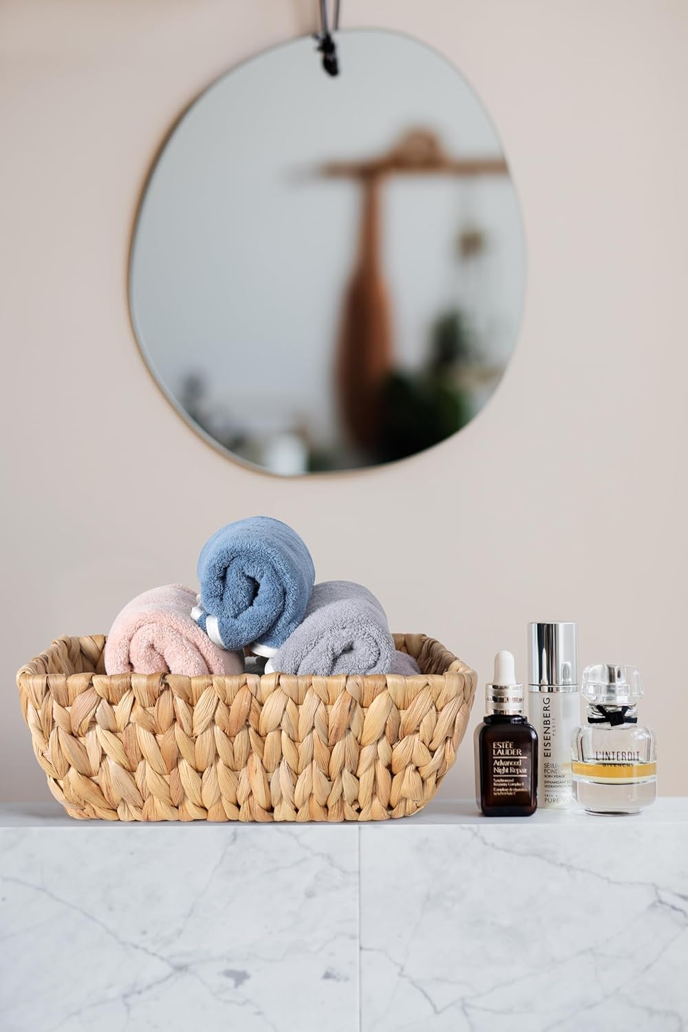 Small Wicker Baskets for Organizing 2 Pack, Hand Woven Baskets for Storage, Towels and Toilet Paper Organization, Woven Gift Basket,Countertop Baskets Set for Organizing