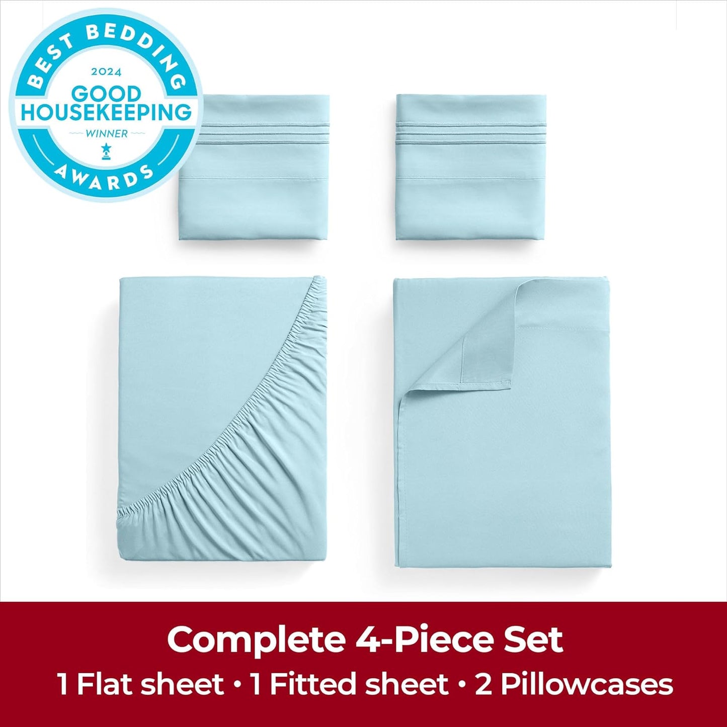 Mellanni Extra Deep Queen Sheets - 4 PC Iconic Collection Bedding - Hotel Luxury, Ultra Soft, Cooling Bed Sheets - Wrinkle, Fade, Stain Resistant (Queen, Aqua)