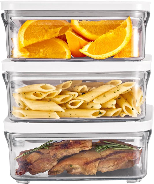 Premium Airtight Food Storage Container. Meal Prep 0.85qt 3pc/Set. 3pcs Container. Patented Double Silicone Lining, 100% Leak Proof, BPA-FREE