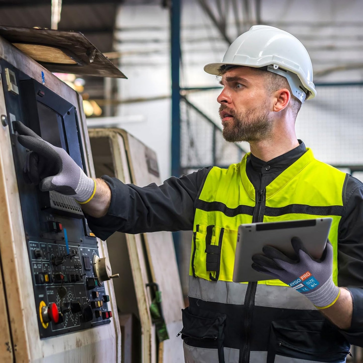 KAYGO Safety Work Gloves MicroFoam Nitrile Coated, 12 Pairs KG18NB,Seamless Knit Nylon Glove with full fingers Touchscreen, Ideal for General Purpose,Automotive, Black,L