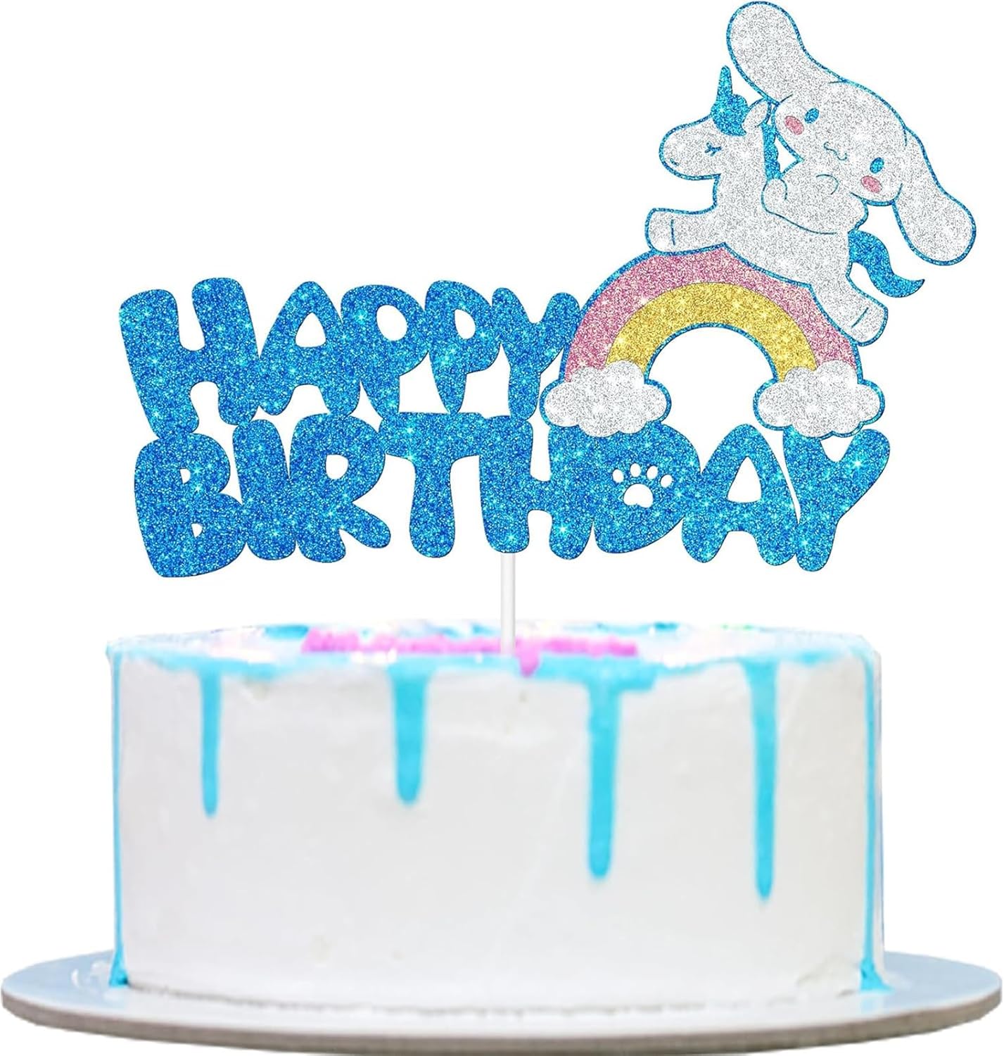 Cute Cake Decorations, Cake Topper, Cartoon Birthday Party Decorations (Blue)