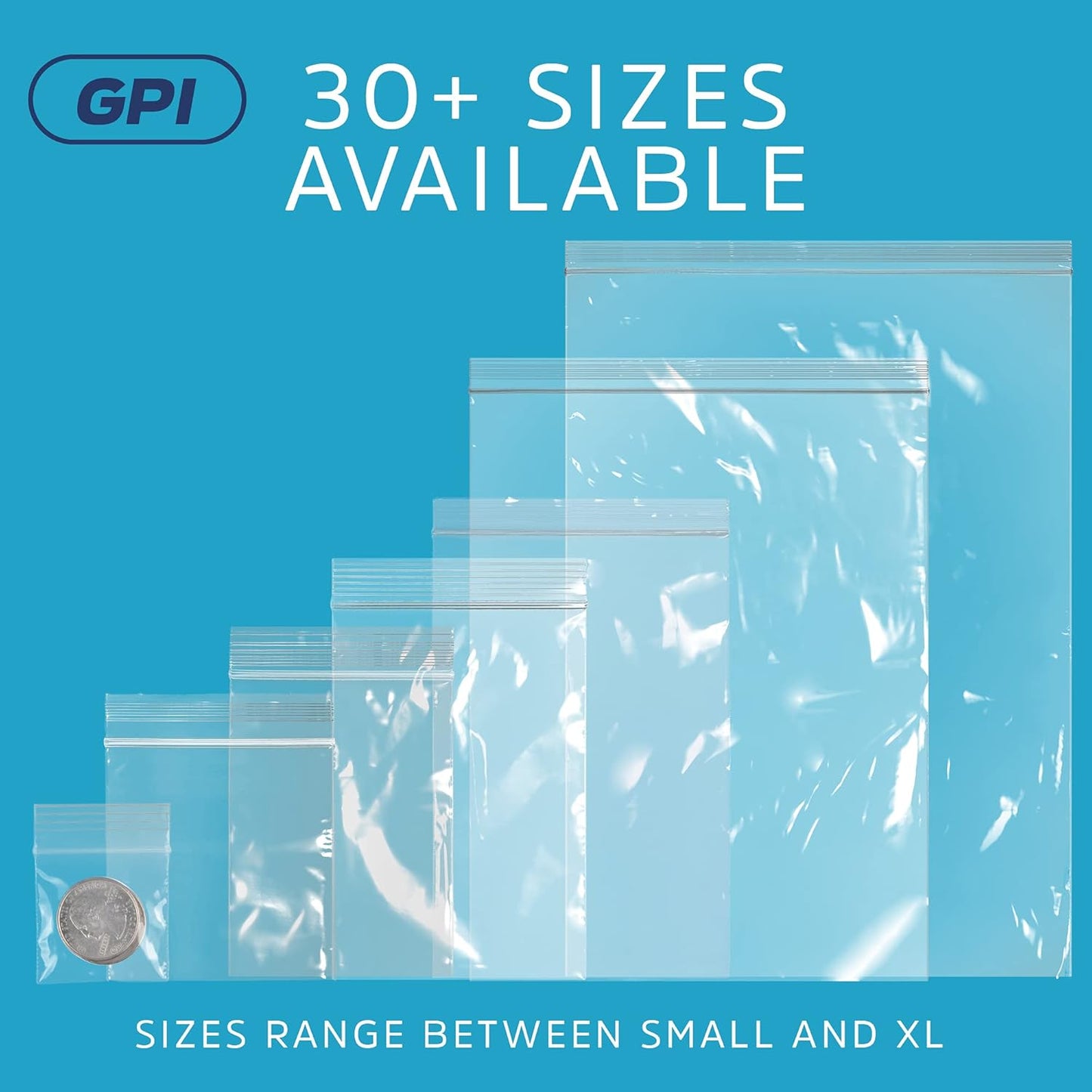 GPI Case of 1000, 12" X 15" Clear Plastic Reclosable Zip Bags- Bulk 2 Mil Thick Strong & Durable Poly Baggies with Resealable Zip Top Lock for Travel, Storage, Packaging & Shipping.