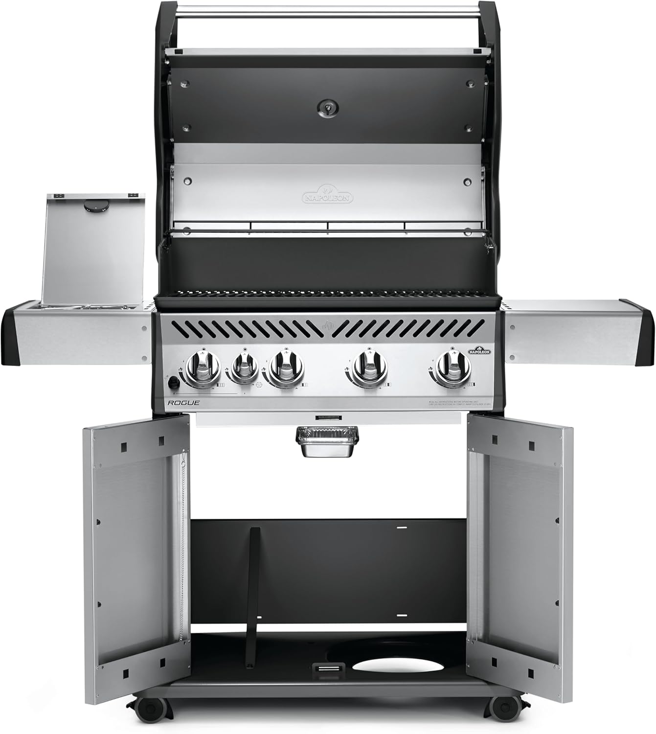 Napoleon Rogue 525 Natural Gas Grill with Range Side Burner, Stainless Steel, Durable 4-Burner Cooking