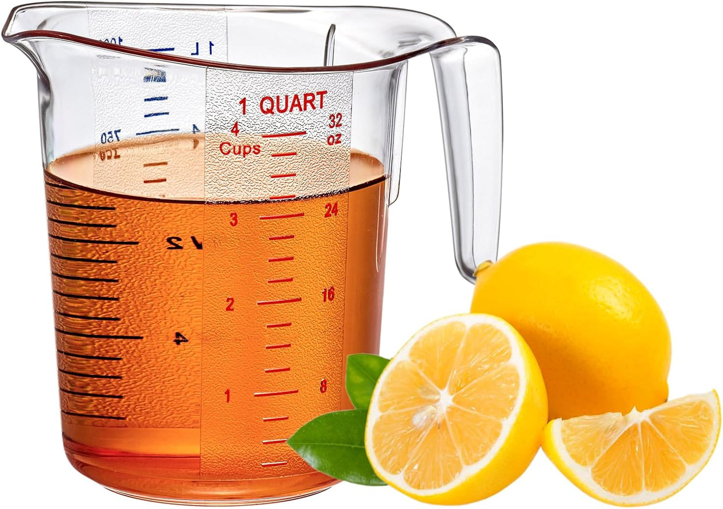 Amazing Abby - Melissa - 32-Ounce Plastic Measuring Pitcher (1-Pack), 4-Cup (1-Quart) Food-Grade Measuring Jug, Unbreakable, Stackable, Dishwasher-Safe, Great for Oil, Vinegar, Flour, and More