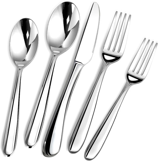 Heavy Duty Silverware Set for 8, 40 Piece Premium Stainless Steel Flatware Utensils Cutlery Set Including Steak Knife Fork and Spoon, Dishwasher Safe, Gift Package for Wedding Housewarming