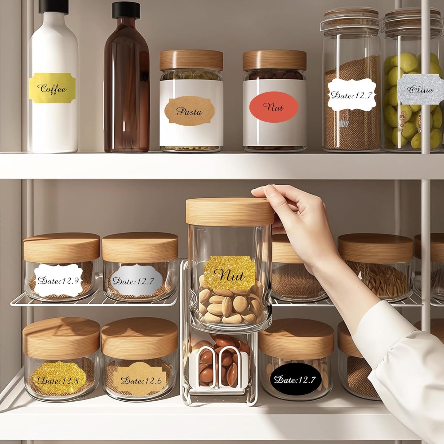 350 PCS Gift Tags Stickers Name Labels Stickers,2" x 1.2" Fancy Shape Stickers Self-Adhesive Handmade Bottle All-Purpose Jar Labels for Presents Cosmetic Decoration Jars Food Craft (Black)