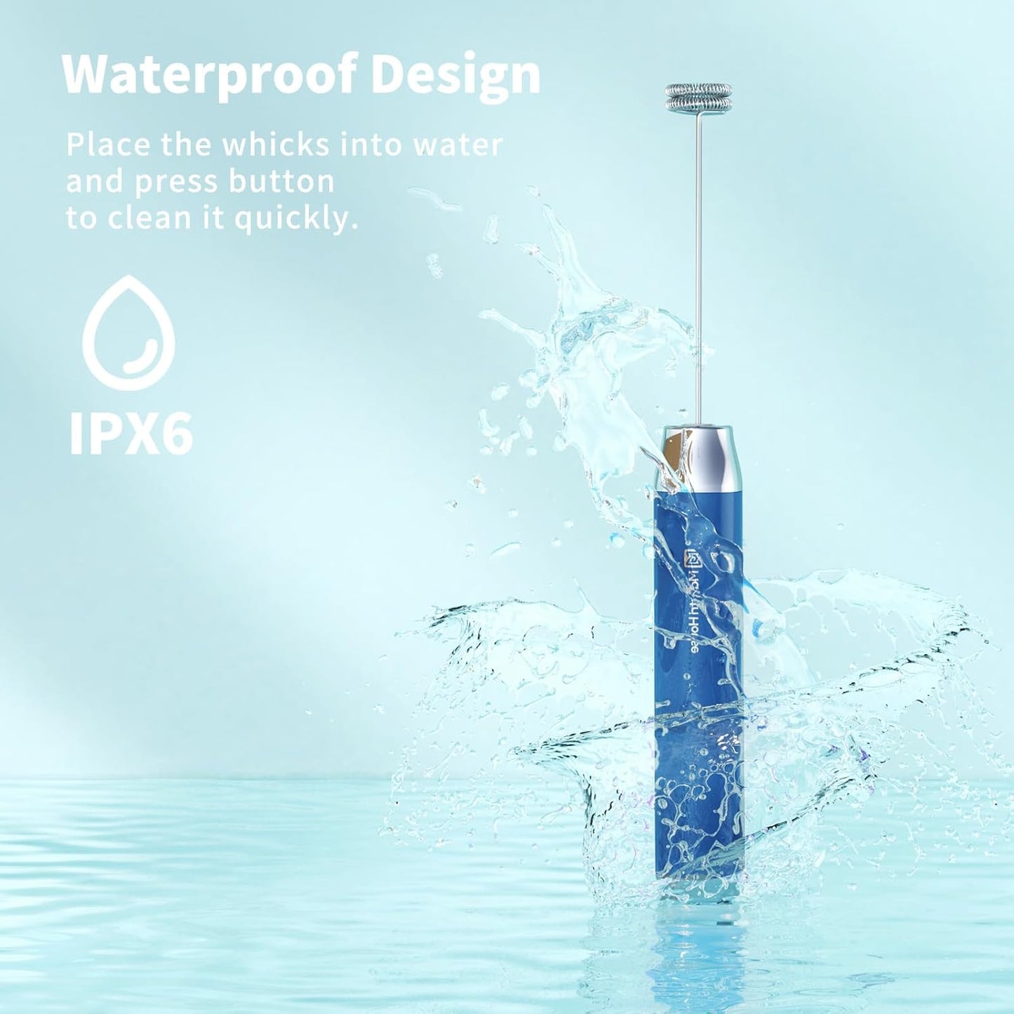 Maestri House Rechargeable Milk Frother with Stand, LunaFro Handheld Electric Foam Maker Waterproof Detachable Stainless Steel Whisk Drink Mixer Foamer for Lattes, Cappuccino