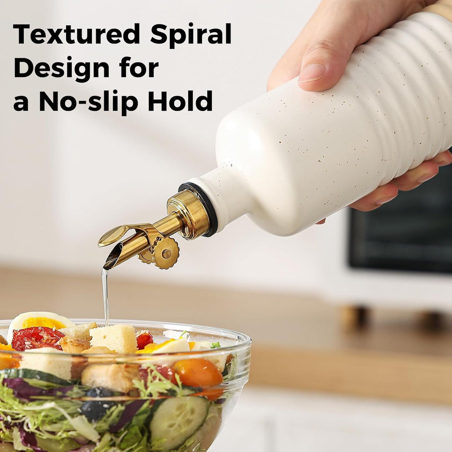 Frewinky 16.9oz Olive Oil Dispenser Bottle with Funnel, Ceramic Oil Dispenser for Kitchen, White Cooking Oil Dispenser for Storage Oil, Vinegar, Syrups & Other Liquids, Set of 2