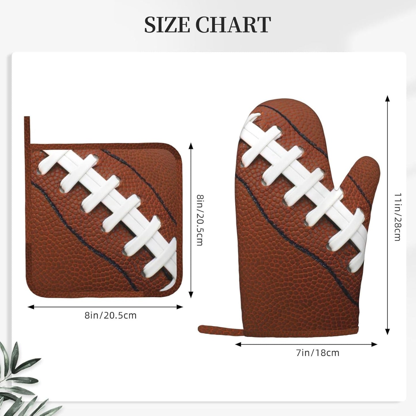 American Football Oven Mitts and Pot Holders Set of 4 Silicone Rugby Leather Lace Fun Traditional Sport Ball Kitchen Mitten Gloves and Potholders Set Heat Resistant Oven Gloves Hot Holders