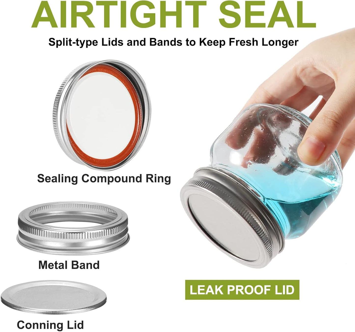 Betrome 8 oz Mason Jars, 24 Pack 240ml Glass Canning Jars with Regular Mouth Lids, Glass Storage Containers for Overnight Oats, Jam, Jelly, Honey, Beans, Spice, Wedding Party Favor, Shower Favor