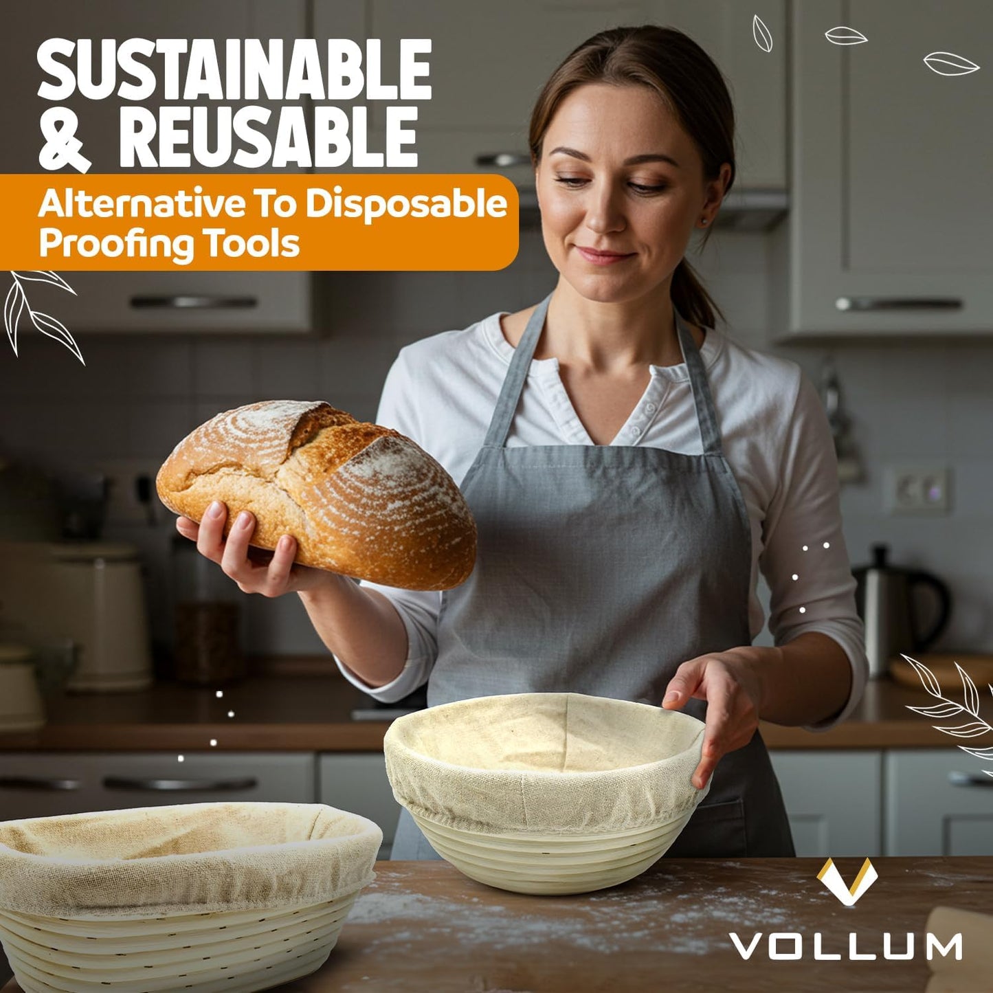 Banneton Bread Proofing Basket Sourdough Proofing for Beginners & Professional Bakers, Handwoven Rattan Cane Bread Maker w/Linen for Artisan Breads, 12.25 x 6 x 3.5 Inch, 2-Lb Rectangular - Set of 2